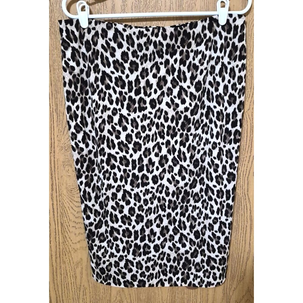 Vince Camuto Women's Stretchy Leopard Print Pull On Pencil Skirt Size Large